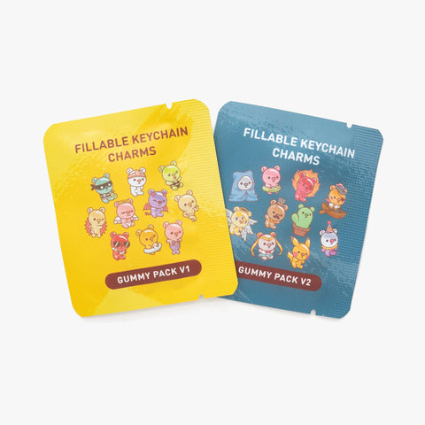 Gummy Bear Fillable Keychain Charms Blind Booster Packs
