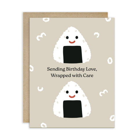 Onigiri Cute Birthday Card | Kawaii Asian Japanese Rice Ball Food Snacks