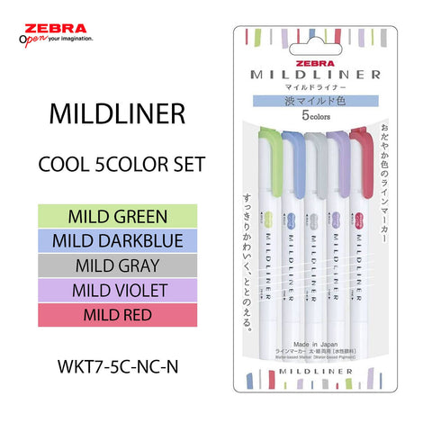 ZEBRA MILD LINER HIGHLIGHTER 5-COLOR SET