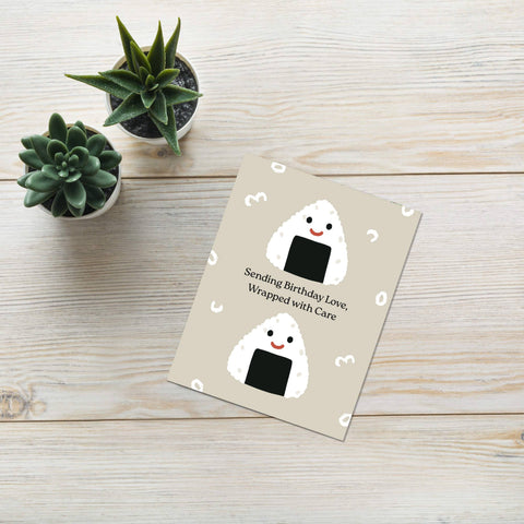 Onigiri Cute Birthday Card | Kawaii Asian Japanese Rice Ball Food Snacks