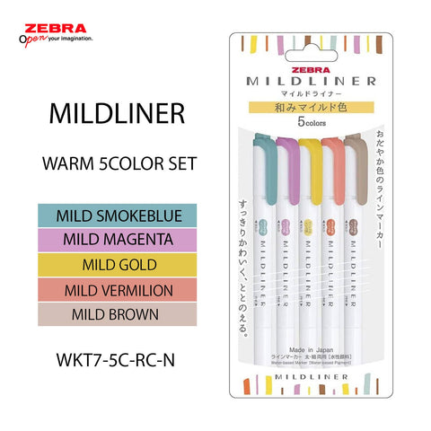 ZEBRA MILD LINER HIGHLIGHTER 5-COLOR SET