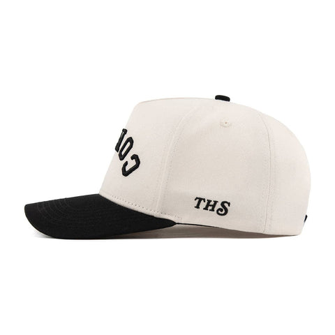 Coffee Upside Down A-Frame Snapback Hat (Off-White / Black)
