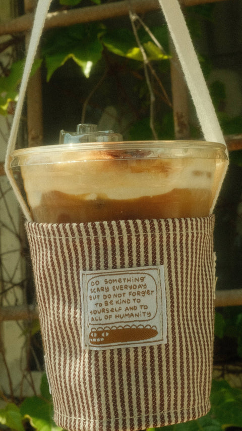 Drink Cup Holder with Straw Strap
