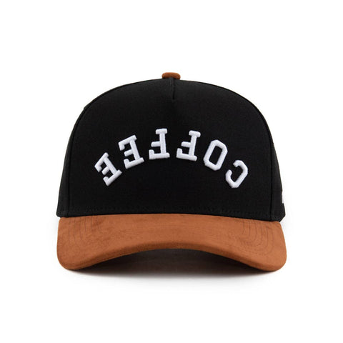 Coffee Upside Down A-Frame Snapback Hat (Off-White / Black)