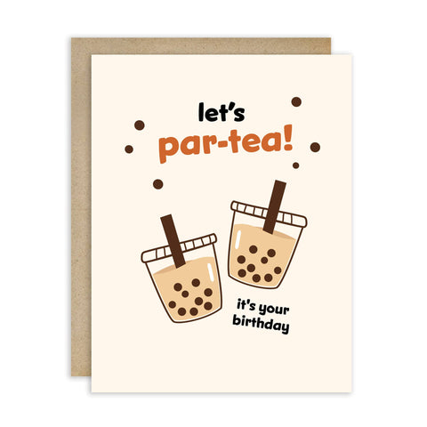 Par-Tea Milk Boba Cute Birthday Card | Bubble Tapioca Pearl Greetings