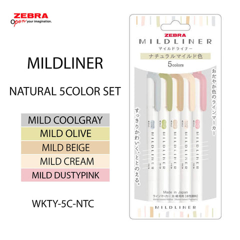 ZEBRA MILD LINER HIGHLIGHTER 5-COLOR SET