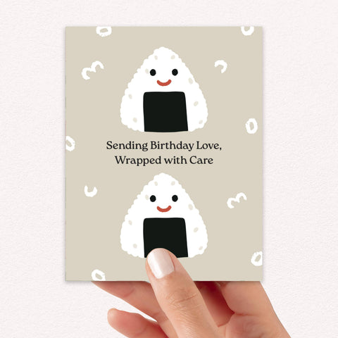 Onigiri Cute Birthday Card | Kawaii Asian Japanese Rice Ball Food Snacks