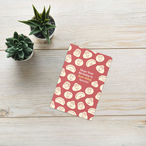 Dim Sum Special Cute Birthday Cards | Red Asian Dumpling Bao Food Snacks