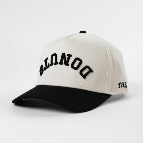 Donuts Upside Down A-Frame Snapback Hat (Off-White / Black)