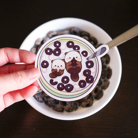 Vinyl Sticker Otters Cereal Bowl
