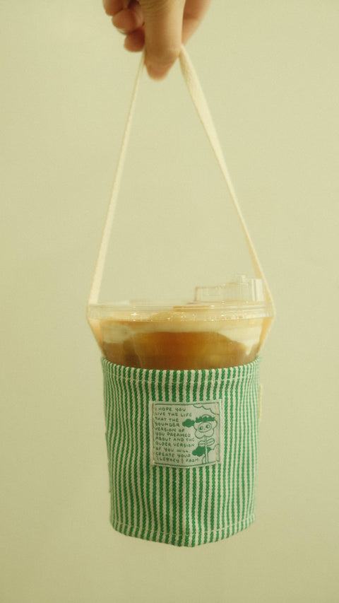 Drink Cup Holder with Straw Strap