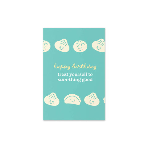 Dim Sum Good Cute Birthday Cards | Blue Asian Dumpling Bao Food Snacks