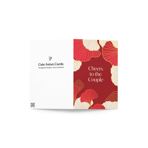 Red & Gold Gingko Asian Wedding Cards | Japanese Chinese Leaf