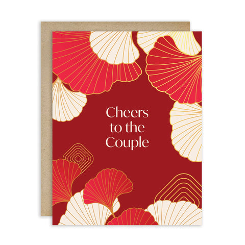 Red & Gold Gingko Asian Wedding Cards | Japanese Chinese Leaf