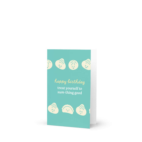 Dim Sum Good Cute Birthday Cards | Blue Asian Dumpling Bao Food Snacks