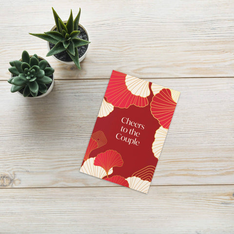 Red & Gold Gingko Asian Wedding Cards | Japanese Chinese Leaf