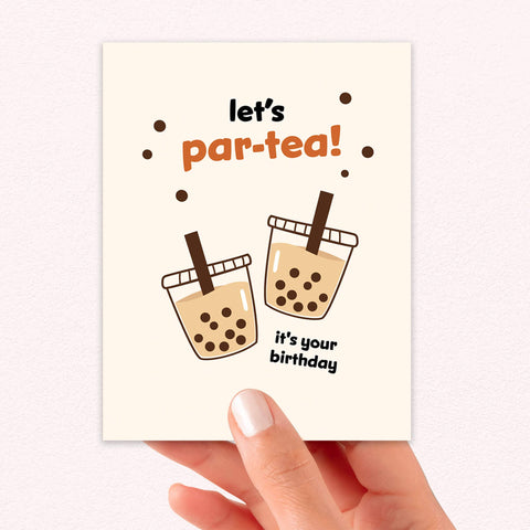 Par-Tea Milk Boba Cute Birthday Card | Bubble Tapioca Pearl Greetings
