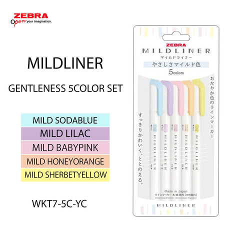 ZEBRA MILD LINER HIGHLIGHTER 5-COLOR SET