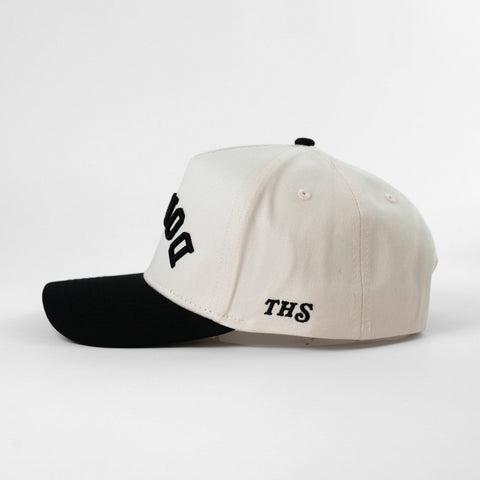 Donuts Upside Down A-Frame Snapback Hat (Off-White / Black)