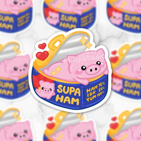 SUPA-HAM Spam Vinyl Sticker | Canned Ham Spam Ham food decal