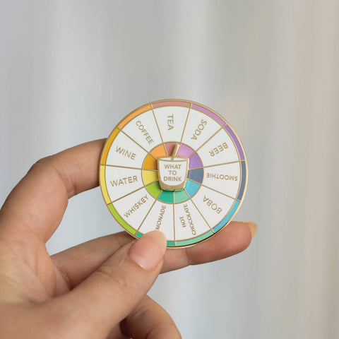 What To Drink Spinning Enamel Pin, Interactive Pin