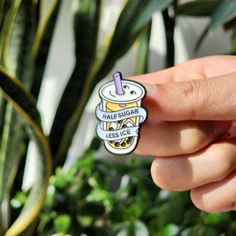 Boba Bubble Tea Half Sugar Less Ice Pin