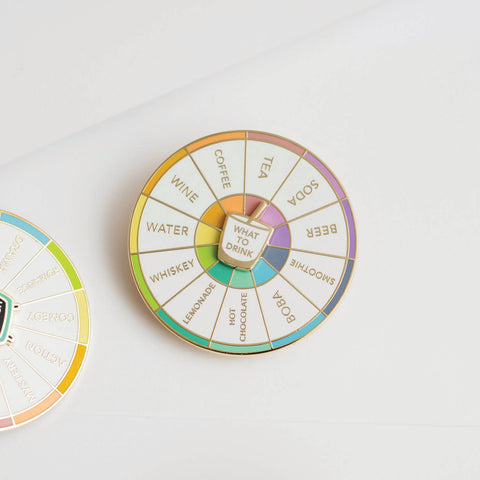 What To Drink Spinning Enamel Pin, Interactive Pin