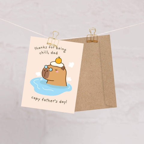 Capybara Father's Day Card | Funny Capy Animal Pun for Dad