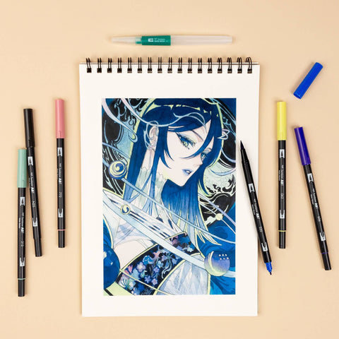 Limited Edition Dual Brush Pen Art Markers, Manga Illustration, Moon