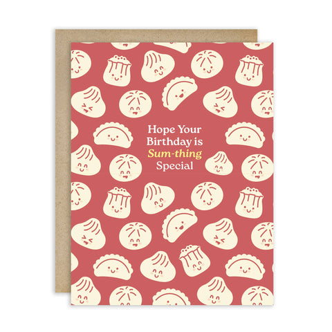 Dim Sum Special Cute Birthday Cards | Red Asian Dumpling Bao Food Snacks