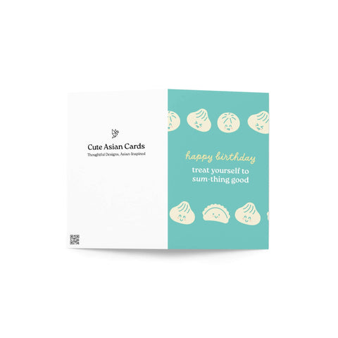 Dim Sum Good Cute Birthday Cards | Blue Asian Dumpling Bao Food Snacks