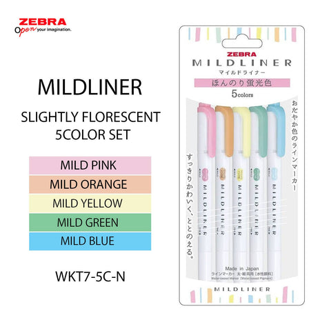 ZEBRA MILD LINER HIGHLIGHTER 5-COLOR SET