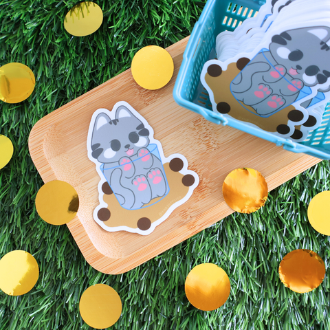 Boba Cat Matte Vinyl Sticker