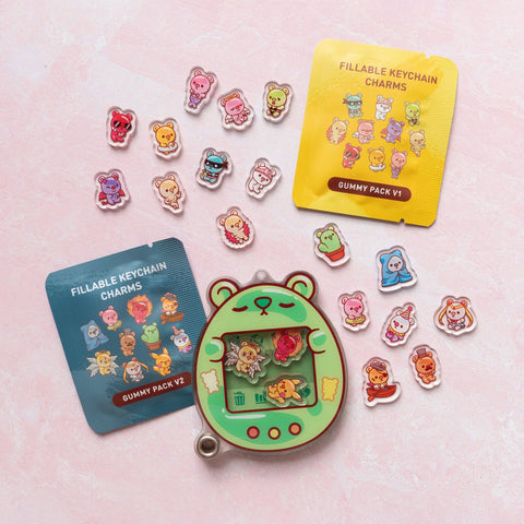 Gummy Bear Fillable Keychain Charms Blind Booster Packs