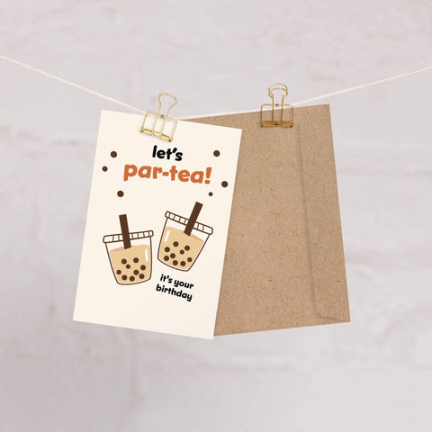 Par-Tea Milk Boba Cute Birthday Card | Bubble Tapioca Pearl Greetings
