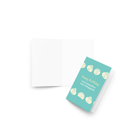 Dim Sum Good Cute Birthday Cards | Blue Asian Dumpling Bao Food Snacks
