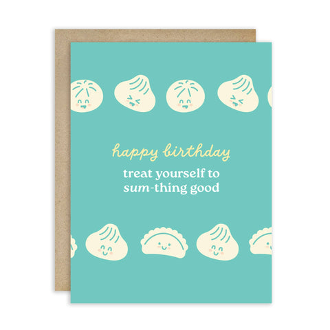 Dim Sum Good Cute Birthday Cards | Blue Asian Dumpling Bao Food Snacks