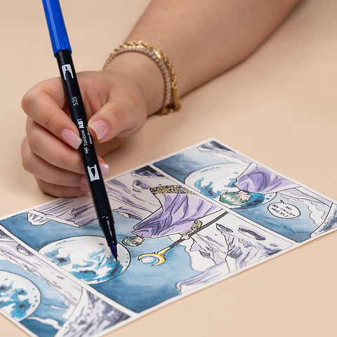 Limited Edition Dual Brush Pen Art Markers, Manga Illustration, Moon