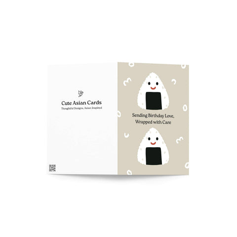 Onigiri Cute Birthday Card | Kawaii Asian Japanese Rice Ball Food Snacks