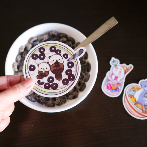 Vinyl Sticker Otters Cereal Bowl