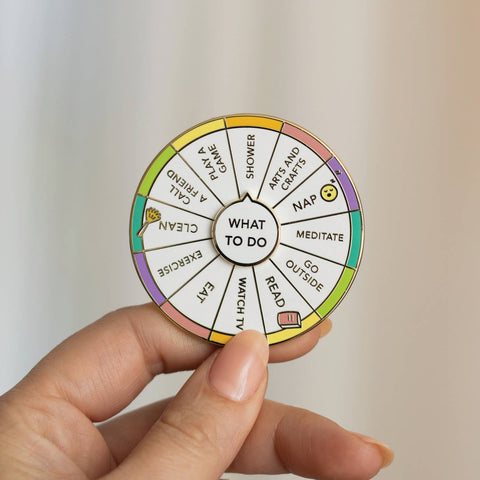 What To Do Spinning Enamel Pin, Interactive Pin