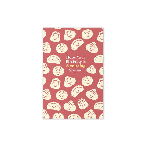 Dim Sum Special Cute Birthday Cards | Red Asian Dumpling Bao Food Snacks