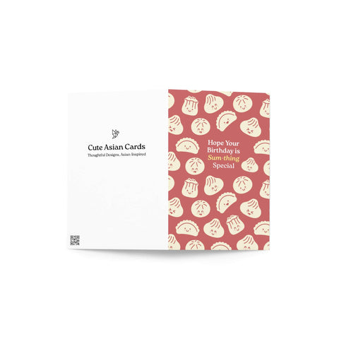 Dim Sum Special Cute Birthday Cards | Red Asian Dumpling Bao Food Snacks