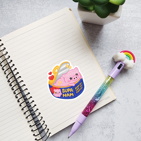 SUPA-HAM Spam Vinyl Sticker | Canned Ham Spam Ham food decal