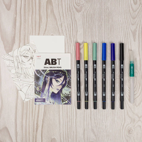 Limited Edition Dual Brush Pen Art Markers, Manga Illustration, Moon