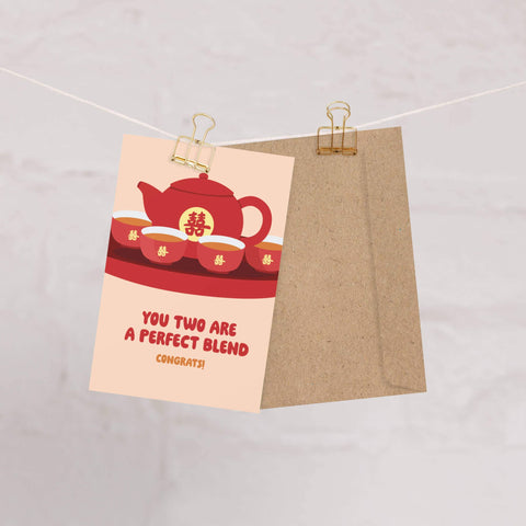 Perfect Blend Asian Wedding Cards | Red Chinese Vietnamese Tea Ceremony