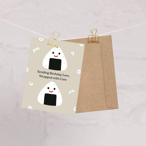 Onigiri Cute Birthday Card | Kawaii Asian Japanese Rice Ball Food Snacks