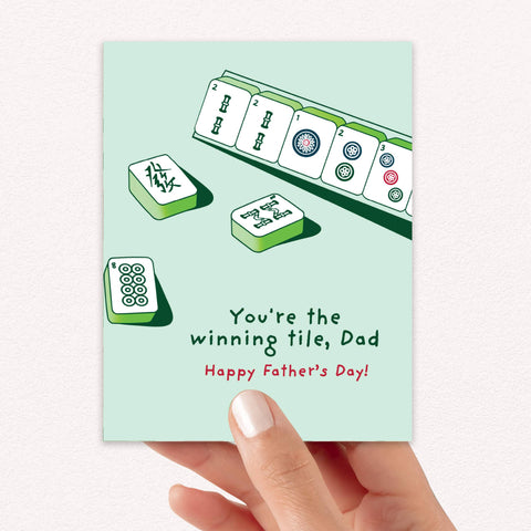 Mahjong Father's Day Card | Funny Asian Winning Tile Chinese Game