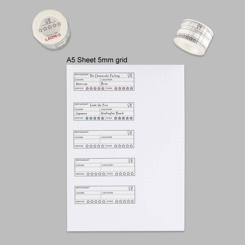 LAOMIS 5 Star Restaurant Rating Writable Washi Tape