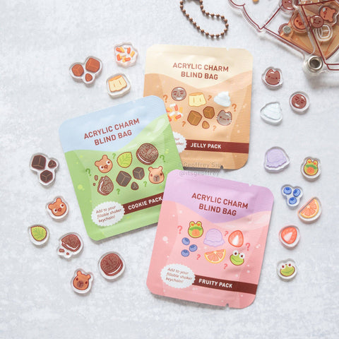 Boba Topping Fillable Keychain Charms Blind Booster Packs